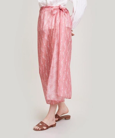 Shop Liberty London Bertrand Cotton Chiffon Sarong In Pink