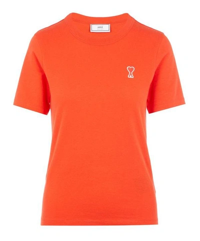Shop Ami Alexandre Mattiussi Ami Logo Short-sleeved T-shirt In Rouge