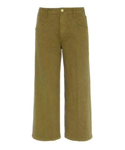 Shop Frame Ali Wide Crop Retro Jeans In Washed Green