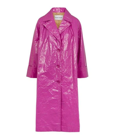 Shop Stand Studio Lexie Papery Patent Coat In Orchid Violet
