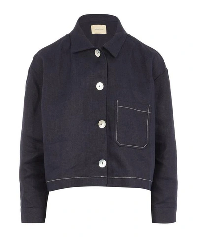 Shop Paloma Wool Berlin Square Fit Linen Jacket In Blue