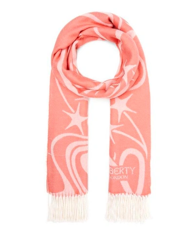 Shop Liberty London Women's Ianthe Star 65 X 180cm Wool-blend Scarf In Coral