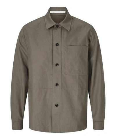 Shop Norse Projects Kyle Cotton And Linen-blend Shirt Jacket In Taupe