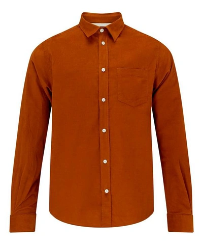 Shop Norse Projects Osvald Cotton Corduroy Shirt In Cadmium Orange