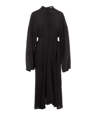 Shop Acne Studios Gathered-back Crepe Dress In Black