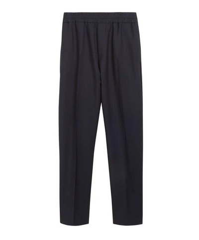 Shop Acne Studios Elasticated Wool Mohair Trousers In Navy Blue