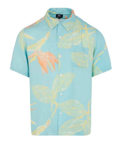 Shop Edwin Floral Resort Open Collar Shirt In Angel Blue