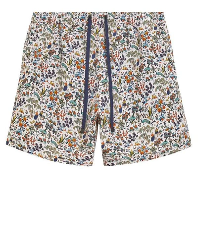 Shop Liberty London Relaxed Liddell Swim Shorts In White