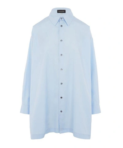 Shop Eskandar Slim A-line Cotton Shirt In Sky Blue