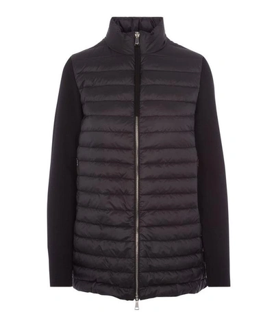 Shop Moncler Knitted Wool And Nylon-blend Down Jacket In Black