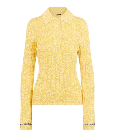 Shop Joseph Cotton Rib Polo Shirt In Yellow