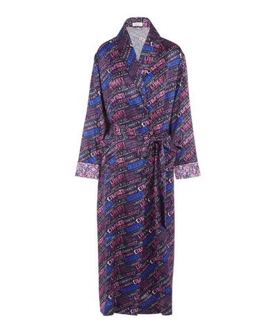 Shop Liberty London Women's Logo And Betsy Silk Charmeuse Robe In Navy