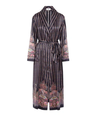 Shop Liberty London Seraphina Silk Charmeuse Robe In Navy