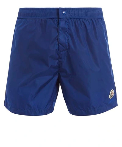 Shop Moncler Tricolour Seam Swim Shorts In Blue