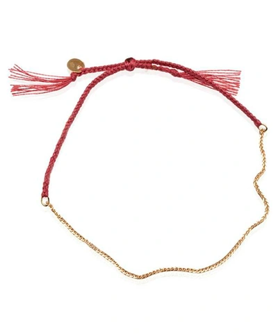 Shop Atelier Vm Tea Spiga Cotton And Gold Chain Bracelet In Pink