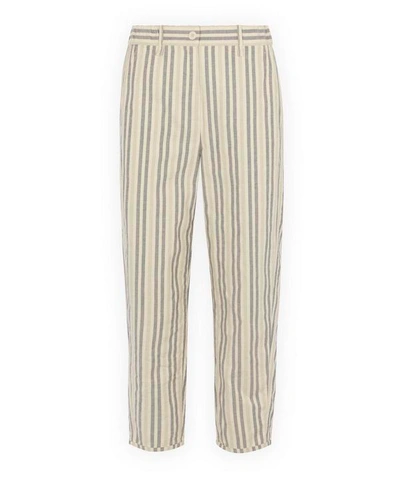 Shop Annette G Rtz Bob Cotton And Linen-blend Stripe Trousers In Blent