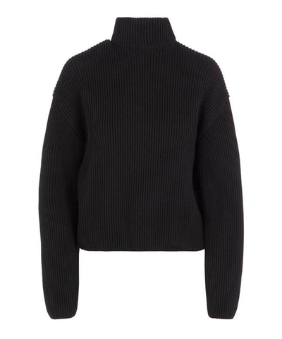 Shop Loewe Daisy Silk Scarf Sweater In Charcoal