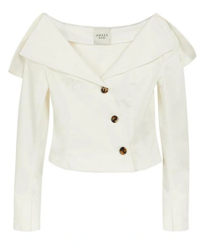 Shop A.w.a.k.e. Off Shoulder Jacket Top In Off White