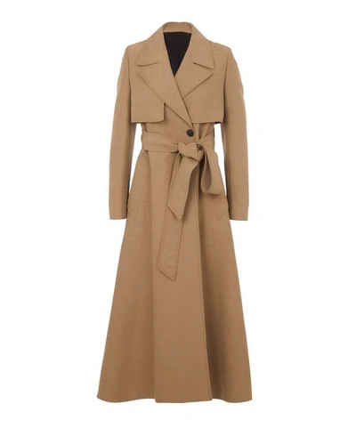 Shop Ami Alexandre Mattiussi Virgin Wool-blend Long Trench Coat In Taupe