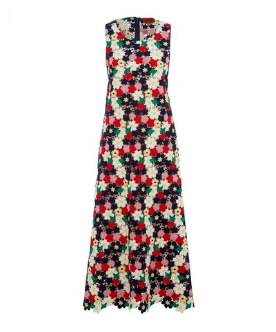 Shop Colville Sleeveless Lace Floral Dress In Multicolour