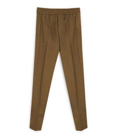 Shop Acne Studios Elasticated Cotton Trousers In Hunter Green