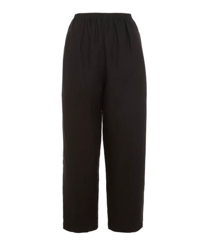 Shop Eskandar Japanese Linen Trousers In Black