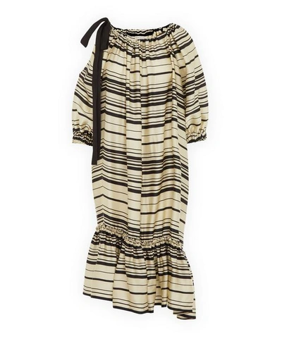 Shop Dries Van Noten Off-the-shoulder Striped Dress In Black