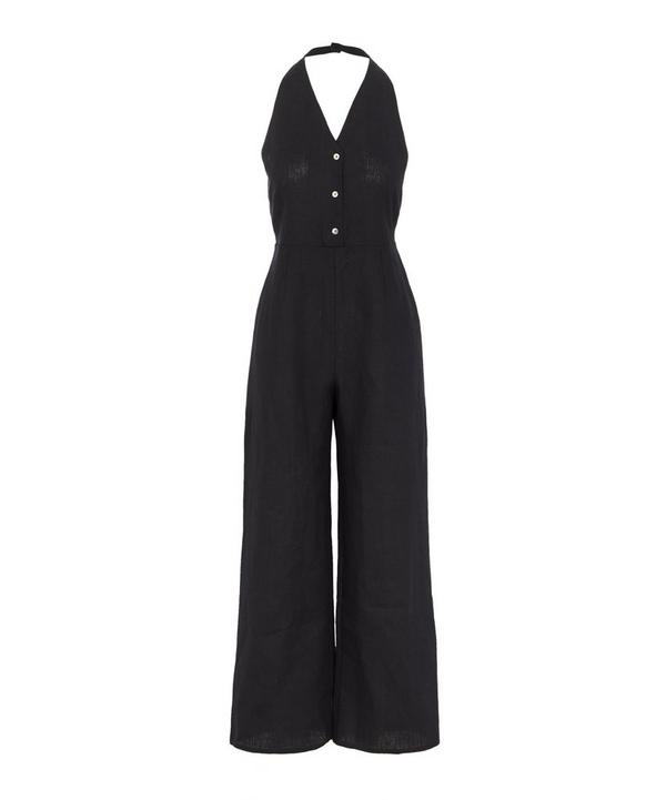 v neck linen jumpsuit
