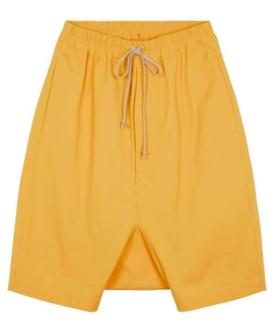 Shop Rick Owens Rick's Pods Drawcord Shorts In Yellow