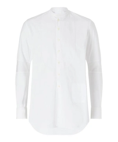 Shop The Soloist Grandad Collar Bib Shirt In White