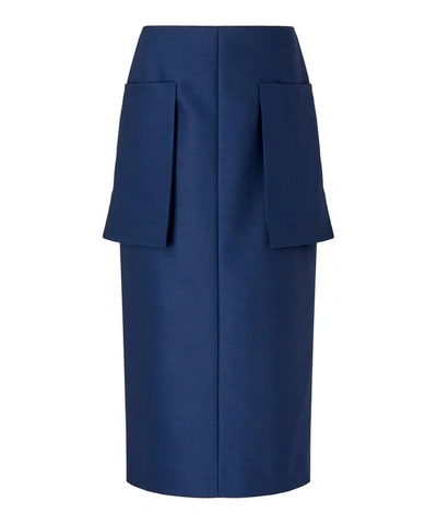 Shop The Row Jenna Wool-silk Midi-skirt In Blue
