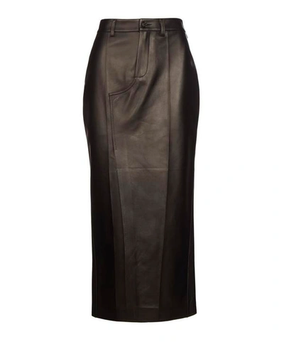 Shop Marni Leather Pencil Skirt In Black