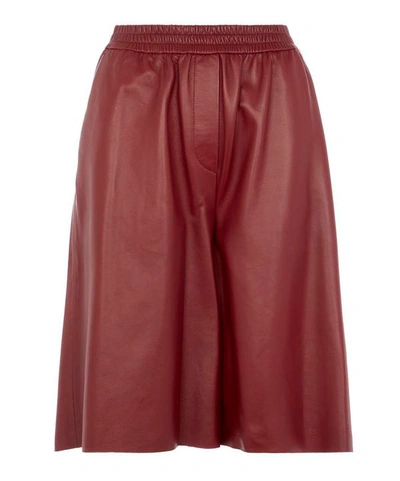 Shop Joseph Tomy Leather Shorts In Amarone