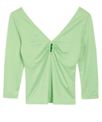 Shop Paloma Wool Tlc V-neck Cut-out Top In Green Fluro