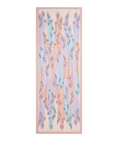 Shop Liberty London Natalie 70 X 180cm Silk Scarf In Pink