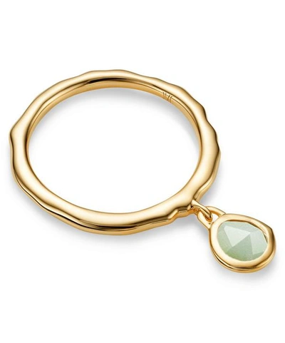 Shop Monica Vinader Gold Plated Vermeil Silver Siren Chrysoprase Charm Ring In Gold Vermeil
