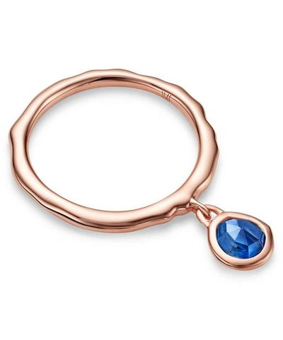 Shop Monica Vinader Rose Gold Plated Vermeil Silver Siren Kyanite Charm Ring In Rose Gold Vermeil