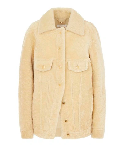 Shop Chloé Soft Shearling Leather Jacket In Cream