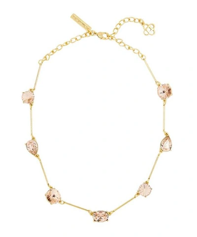 Shop Oscar De La Renta Gold-tone Crystal Necklace In Pink