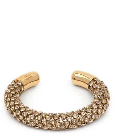 Shop Chloé Textured Cuff Bracelet In Gold-tone