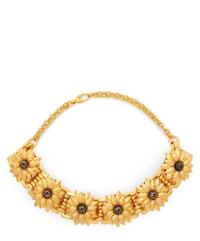 Shop Gucci Gold-tone Flower Choker Necklace
