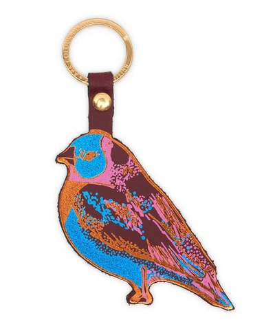 Shop Ark Goldfinch Leather Key Ring In Red