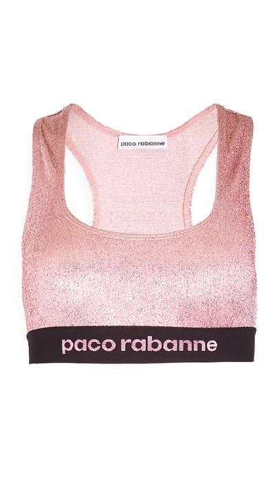 Shop Paco Rabanne Metallic Sports Bra In Pink