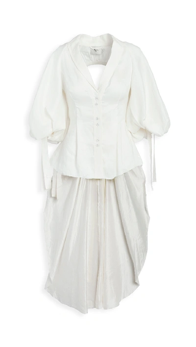 Shop Aje Allégro Circle High Low Blouse In White