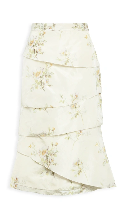 Shop Brock Collection Fantasy Chiné Tiered Skirt In Ivory Multi