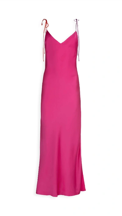 Shop Dannijo Tie Strap Long Slip Dress In Hot Pink