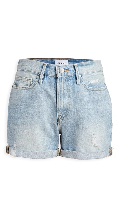 Shop Frame Le Beau Cuff Shorts In Canter Rips