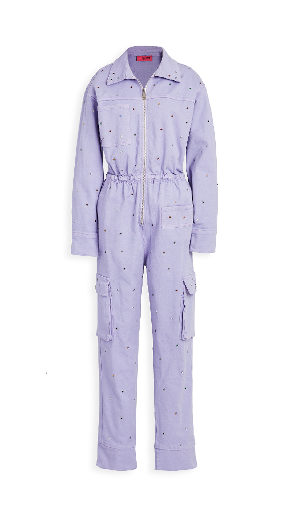 purple utility jumpsuit