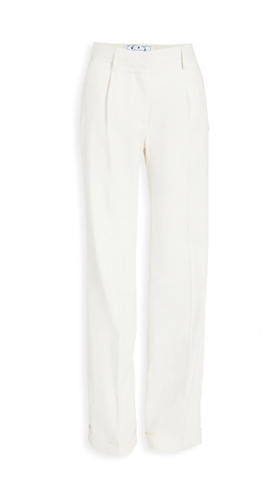 Shop Off-white Linen Formal Pants In White