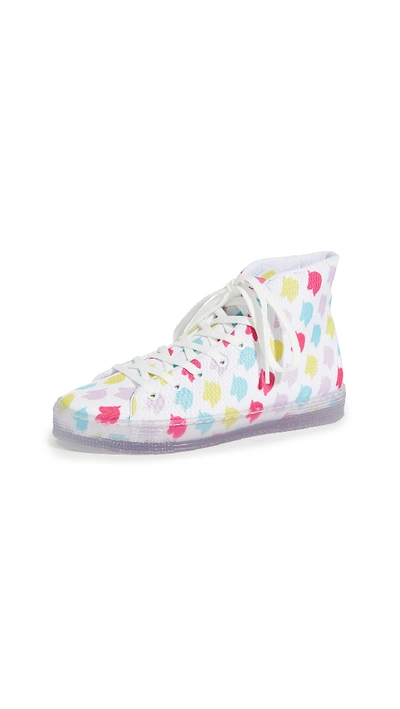 Ireneisgood 10mm Unicorn Print Cotton Hi Top Sneaker In White